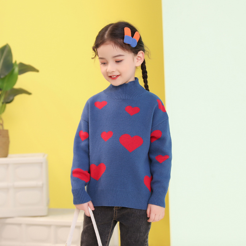 Suéteres para Niñas, Ropa Infantil Nueva de 2024, Venta al por Mayor, Cuello Alto, Otoño, Prendas de Punto Infantiles de una Pieza, Dropshipping, Suministro para Transmisión en Vivo