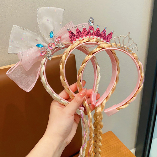 Elsa Crown Ponytail Hairband for Kids, Princess Style Hair Accessories for Girls, Frozen Inspired Hair Clips