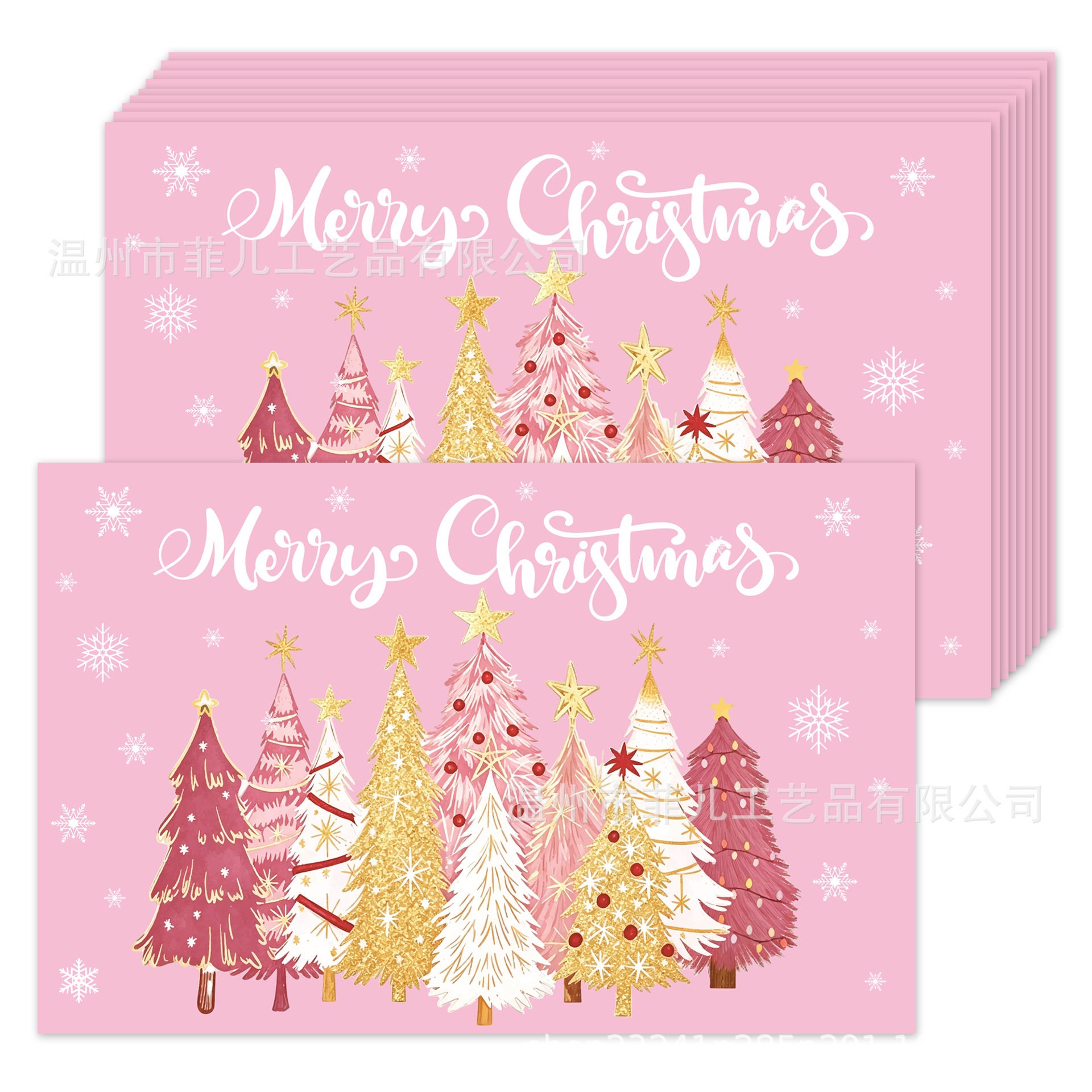 CA182 Pink Christmas Tree Square Placemat Christmas Party Decoration Disposable Placemat Paper