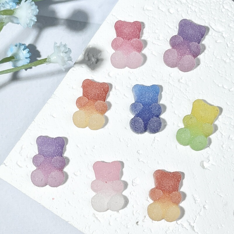 Luminous soft candy bear resin cartoon accessories gradient jelly three-dimensional bear diy cream glue phone case accessories