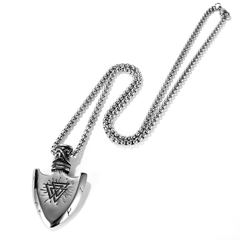 New personalized punk snowflake arrow self-defense necklace trendy men's stainless steel chain cross gift_voghion.com