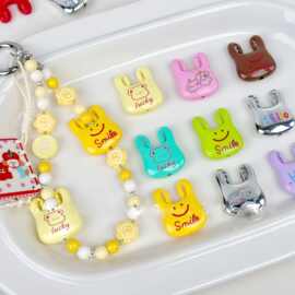 可爱卡通印花手提袋包包通孔亚克力散珠diy手机链包挂钥匙扣材料