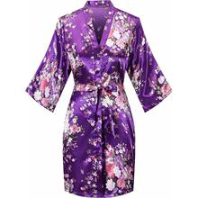 I 37514 Japanese silk-like print girls robe ��ʽ����˿ӡ��Ů