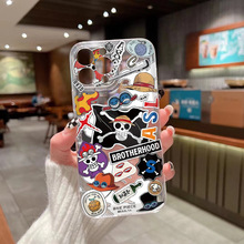 海贼王苹果15手机套14promax五档路飞草帽贴纸16透明手机壳12透明