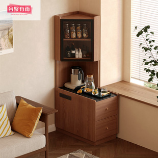 2025 New Multifunctional Living Room Corner Solid Wood Storage Rack Corner Bedside Storage Cabinet Living Room Corner Tea Table