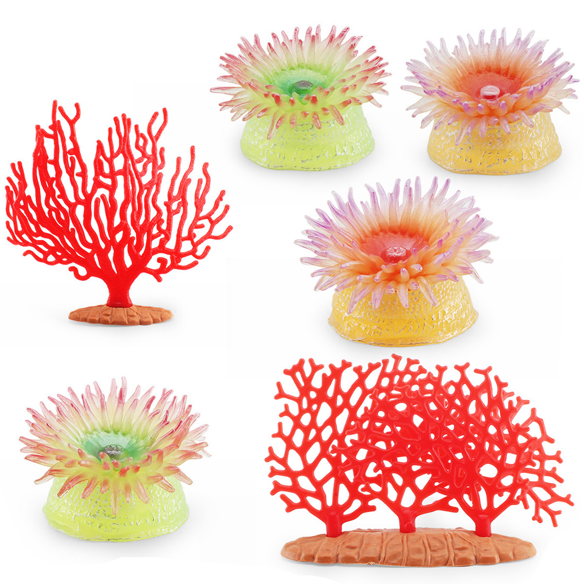Transfronterizo simulación de Vida Marina anémona coral modelo amarillo verde anémona coral rojo paisaje decoración adornos estáticos