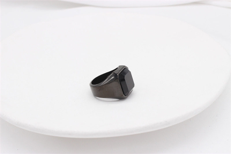 21g Weight Artificial Gemstones Inlay Material Rings Classification 1 Piece Quantity Holiday, Banquet Occasion Titanium Steel Material Square Pattern Men's Gender Inlay Design Simple Style Style Simple Style Square Titanium Steel Inlay Artificial Gemstones Men's Rings 8