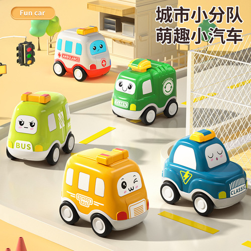 Creative Inertia Cartoon Spring Collision Bumper Car Fun Ride Police Car Ambulance Car Children's Toy June 1st Gift