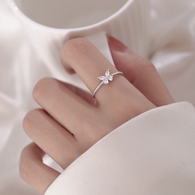 925 Silver Plated Butterfly Ring for Women Ins Niche Design Index Finger Ring Summer Super Fairy Cold Style Ring 925 Silver Plated Butterfly Ring for Women Ins Niche Design Index Finger Ring Summer Super Fairy Cold Style Ring