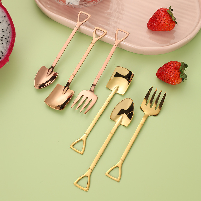 Creativo 304 de acero inoxidable sandía pala cuchara Internet celebridad mini hierro cuchara helado pala tenedor traje trabajador pala