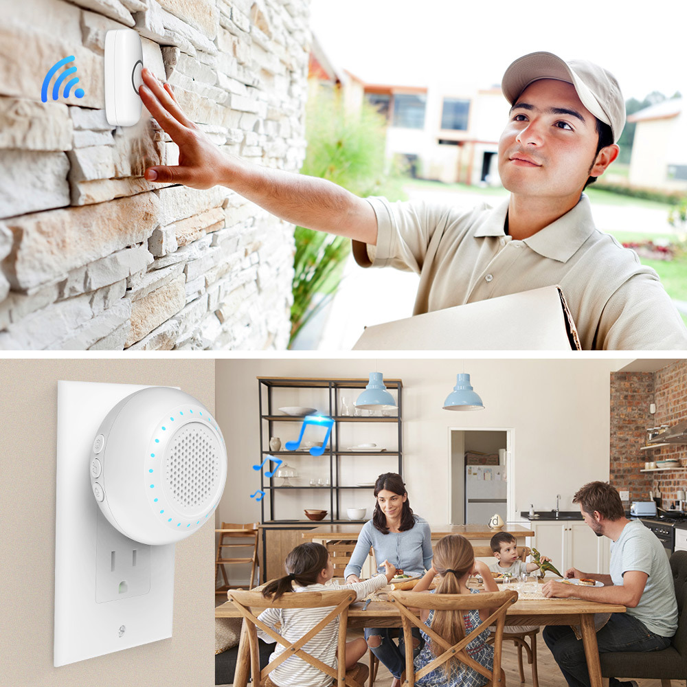 Smart Wireless Doorbell Long Range Waterproof Remote System 1 To 2_voghion.com