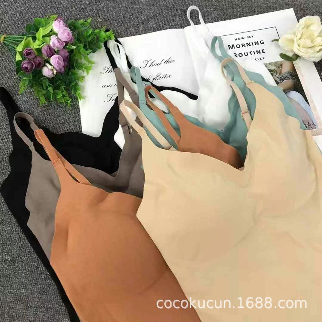 Transfronterizo de verano de encaje hermoso cinturón de espalda delgado uso exterior para limpiar el pecho hermoso espalda de la camisa interior con cojín de pecho para evitar la luz