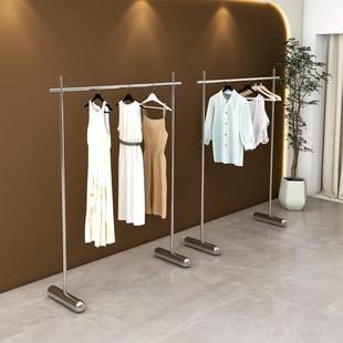 Clothing Store Display Rack New Men's and Women's Floor-to-Floor Stainless Steel Wire-drawing Silver Side Hanger Nakajima Children's Clothing Shelf