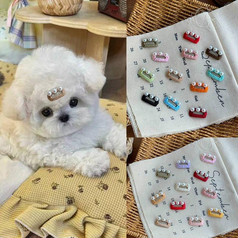 Йоркширская собака, новогодняя заколка для волос, головной убор, зажим для домашних животных, мальтийский зажим для моста для носа, зажим для кошки, бишон, Frize