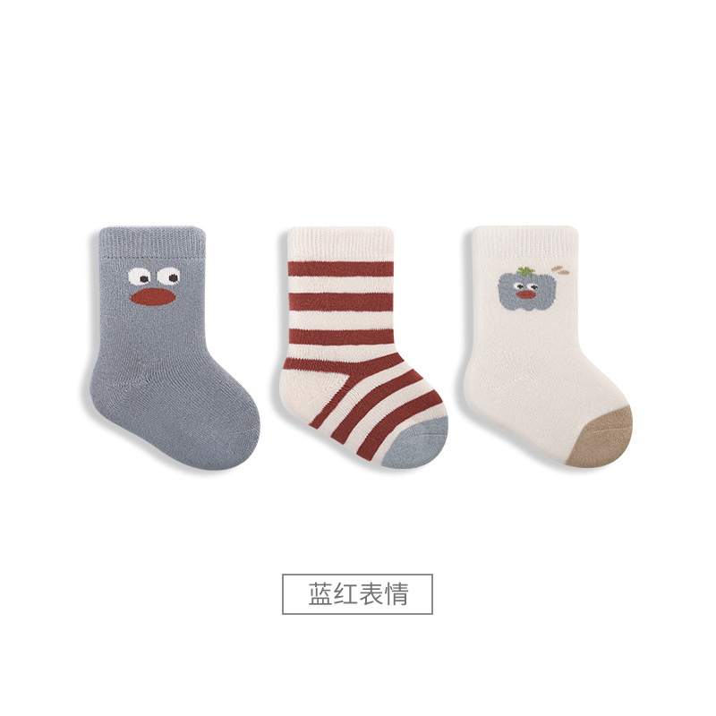 2023 Otoño e Invierno Nuevos calcetines para bebés engrosados Terry cálido bebé recién nacido dibujos animados boca suelta sin hueso calcetines de media pantorrilla