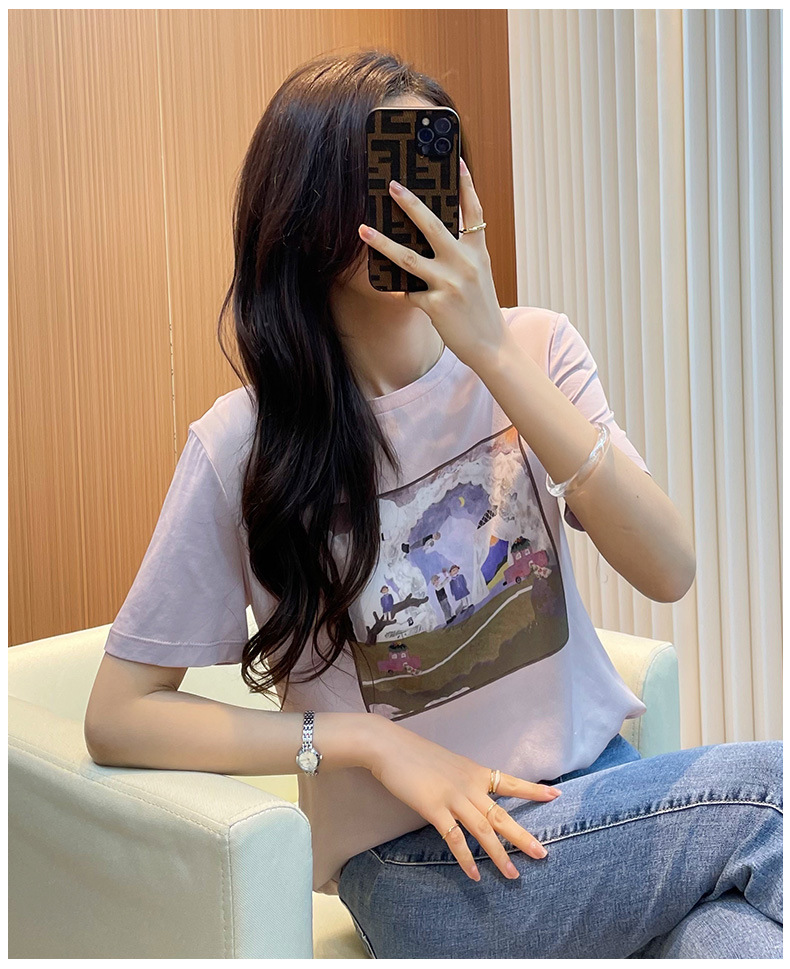 B2714 1240K ÁO THUN NỮ PINTDN NGẮN TAY HỌA TIẾT HOA THỜI TRANG NỮ LỤA TƠ TẰM G04 SẢN PHẨM MỚI