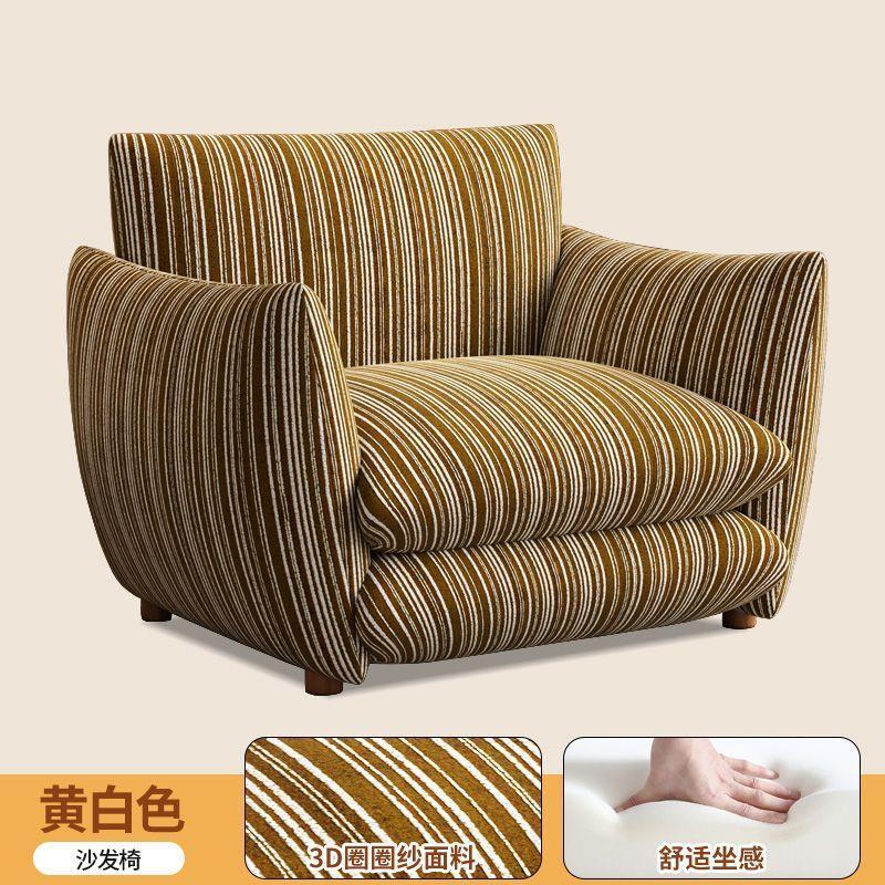 Francés relajado sofá retro sofá único sofá sala de estar dormitorio balcón relajado sillón de algodón y lino nuevo