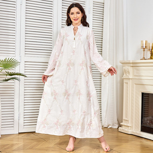 muslim dress new spring and summer women's wear foreign trade dress cross-border long sleeve embroidered Muslim dress