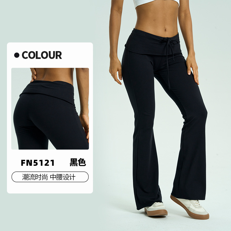 Pantalones anchos de yoga con cordón de cintura alta de nuevo estilo transfronterizo europeo y americano