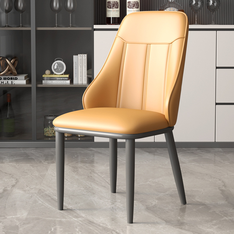 Silla de comedor de lujo ligera silla de cuero de respaldo doméstico italiano silla de comedor moderna silla de comedor en línea silla de comedor con respaldo alto