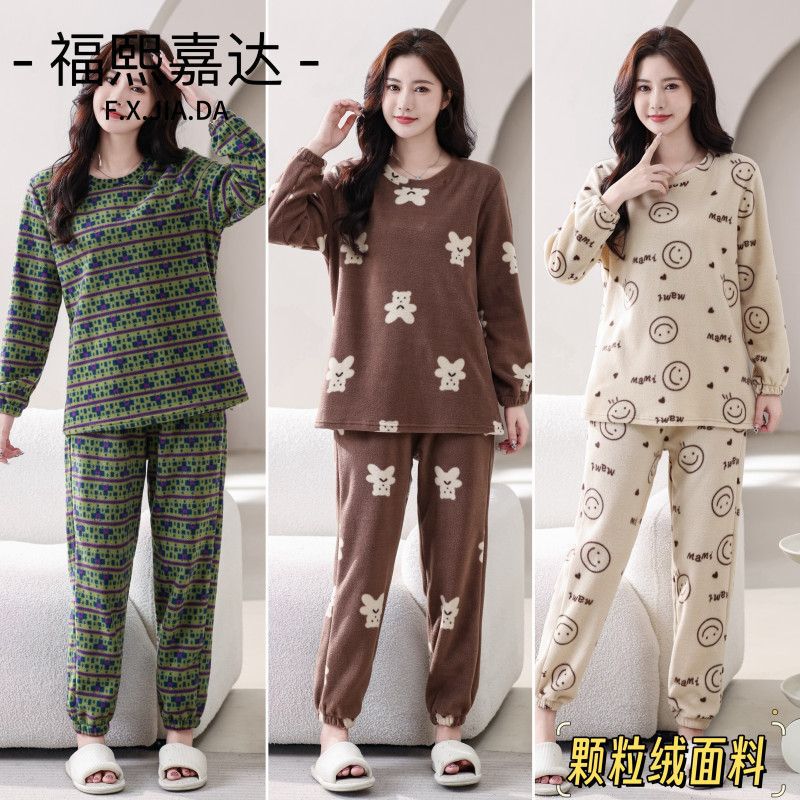 Fuxi Jiada 2025 New Autumn and Winter Round Neck Loose Large Size Pullover Long-Sleeved Simple Casual Outing Warm Pajamas Fuxi Jiada 2025 New Autumn and Winter Round Neck Loose Large Size Pullover Long-Sleeved Simple Casual Outing Warm Pajamas