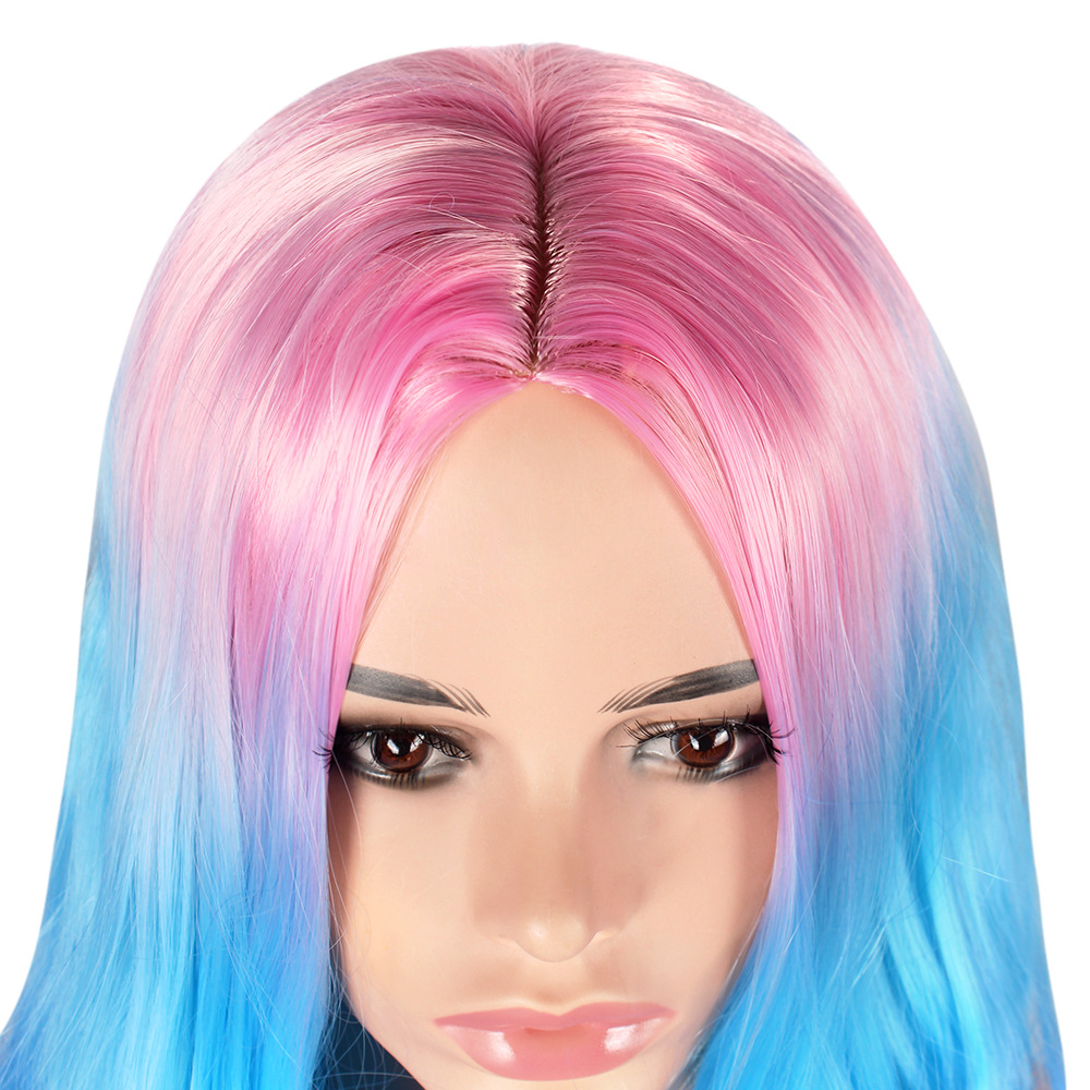 Synthetic wig Women's long with three color gradient synthetic fiber wig and a new large wave fluffy curly hair_voghion.com