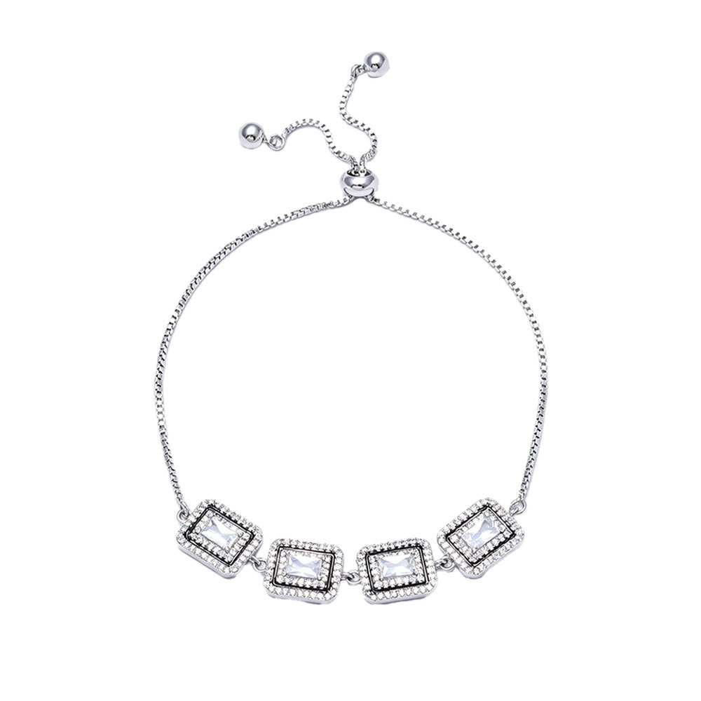 Fashion Minimalist Geometric Zircon Bracelet Light Luxury Adjustable High End Jewelry_voghion.com
