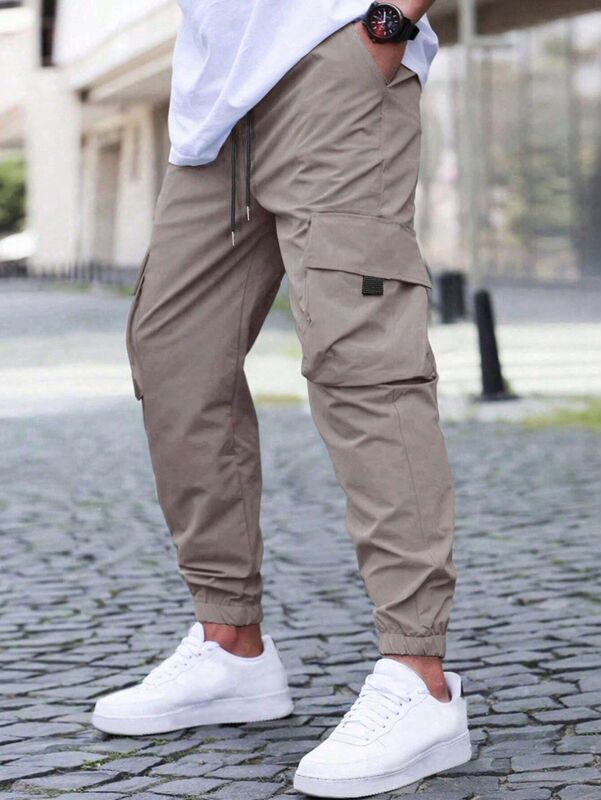 New Cross-Border Style Work Pants, Jogging Pants, Casual Pants with Drawstring Elastic Waist, Sports Outdoor Running Cotton Streetwear Sports Pants
