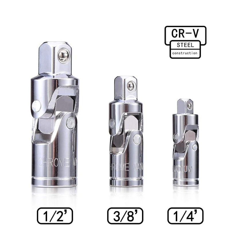万向节套筒组，镀铬钒钢旋转套筒适配器组，14IN、38IN、12IN