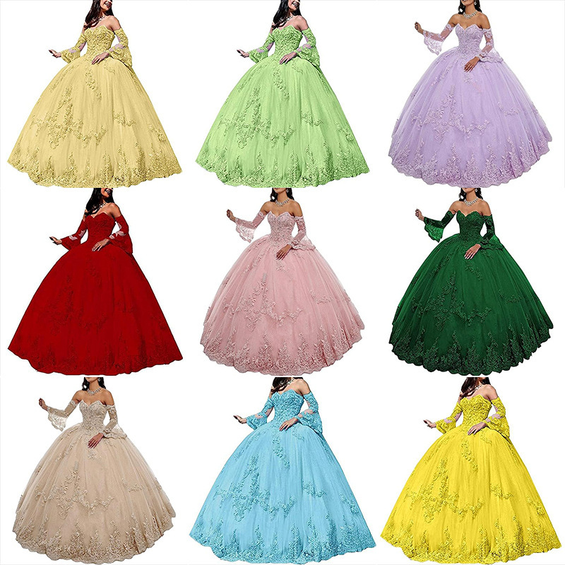 2026 New Colorful Wedding Dress Cross-Border Performance Costume Puffy Skirt Vocal Chorus Host Evening Dress for Women
