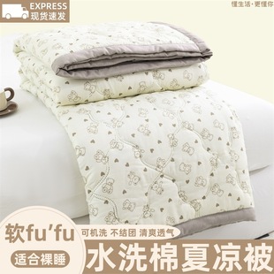 Skin-friendly water-washed cotton summer quilt small fresh summer air-conditioning quilt simple sanding student dormitory single summer cool quilt wholesale