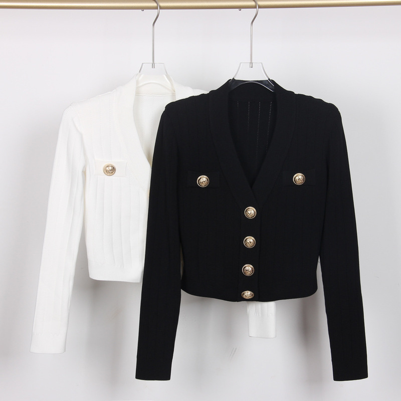 22011 In-Stock Spring and Autumn New Women's Sweater Cardigan Fashion Classic Top Coat High-Quality Knitwear 22011 In-Stock Spring and Autumn New Women's Sweater Cardigan Fashion Classic Top Coat High-Quality Knitwear