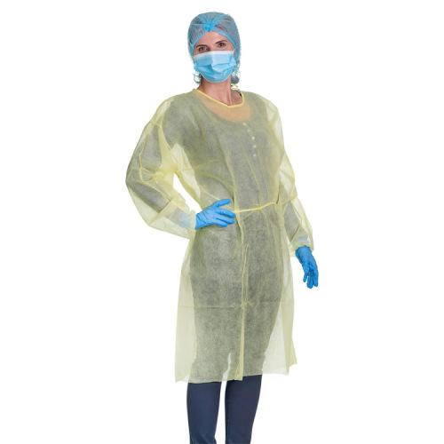 disposable isolation suit PP30g non-woven breathable water-repellent protective suit elastic reverse-wear yellow isolation suit