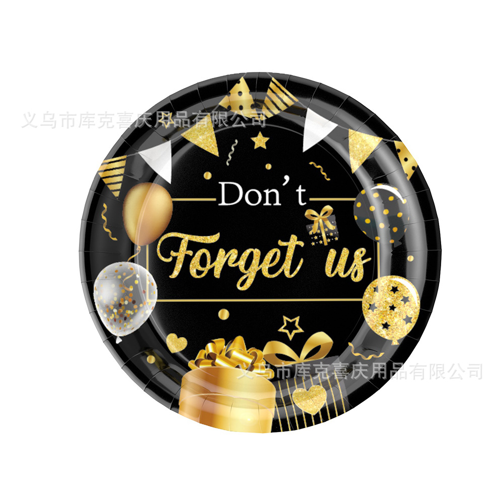 Amazon Black Gold Jubilación Temática Decoración de la fiesta Plate de papel desechable tazas de papel toallas de papel set de decoración de platos