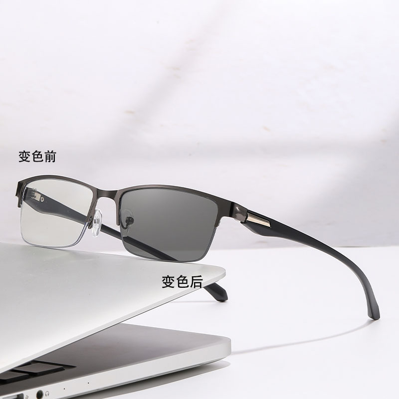 光変色老眼鏡自動ズーム眼鏡一鏡多用途ビジネス半枠眼鏡ブルーレイ老眼鏡|undefined