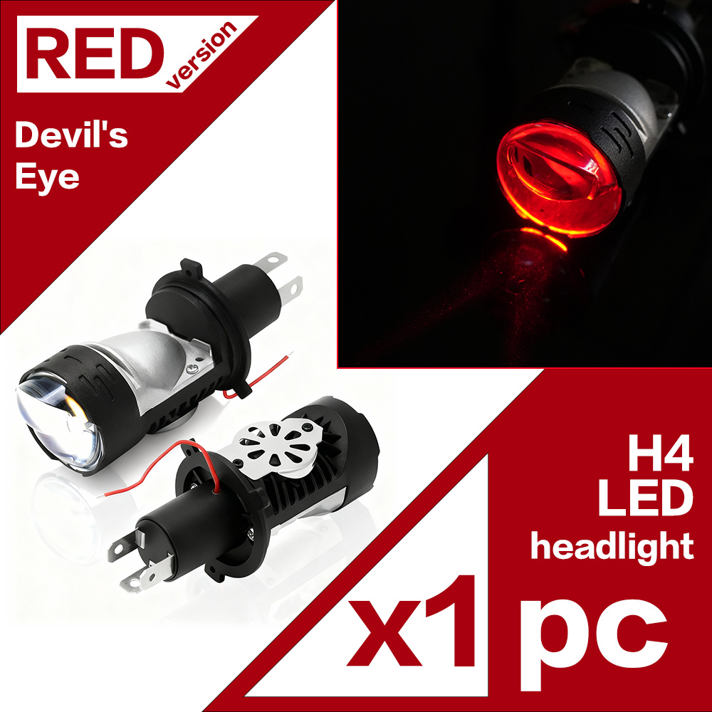 Universal H4 LED Headlight Bi-LED Projector Lens for Car Motorcycle (Motorcycle headlights, headlights) - h4-red-light