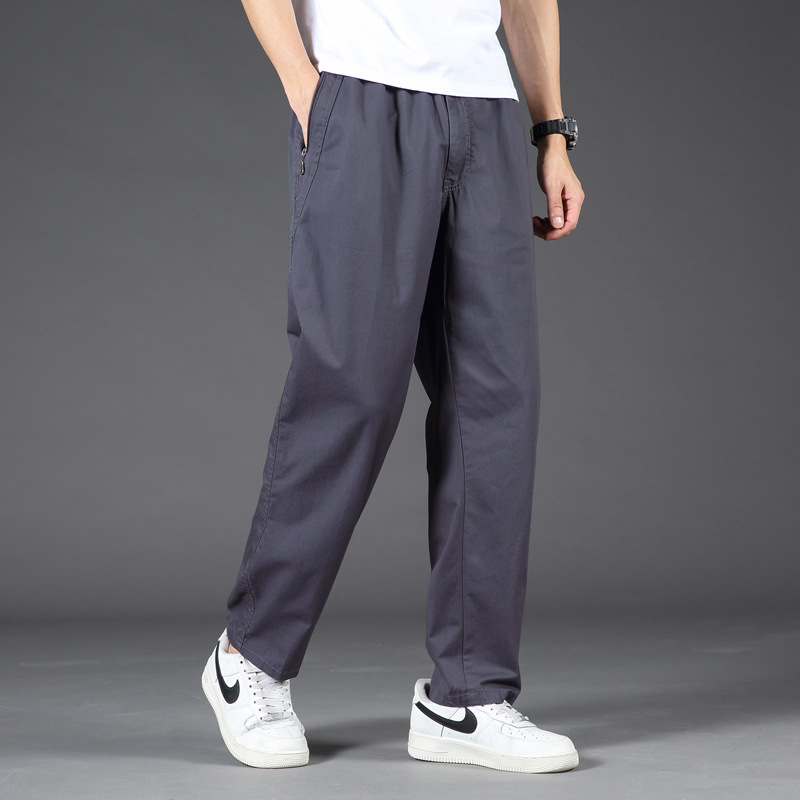 Pantalones de trabajo de algodón transfronterizo de hombre, pantalones largos casuales de piernas largas de primavera y verano delgados para hombres