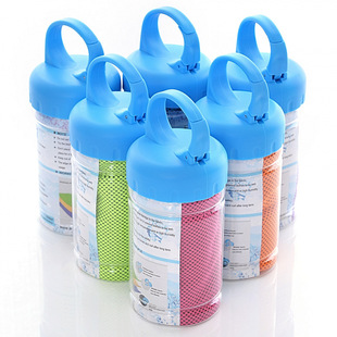 Summer Cooling Sports Fitness Quick Cooling Towel Bucket Bottled Cooling Towel Two-Color Cooling Badminton