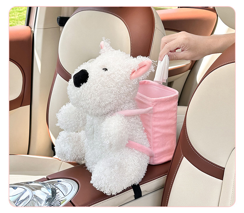 Cartoon Car Tissue Box Plush Doll Car Tissue Box Trash Can Two-In-One Creative Multi-Functional Storage Bucket
