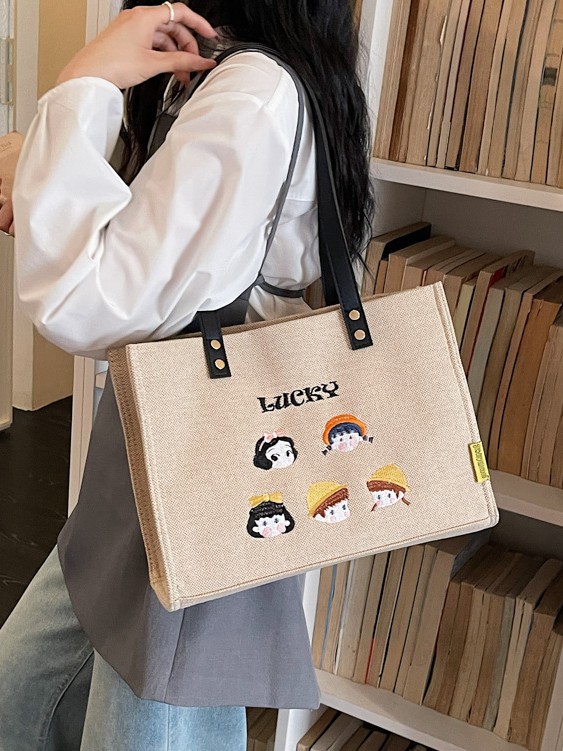 Bolsa de tela de gran capacidad para mujeres 2026 nuevo estilo de alta calidad para ir al trabajo, almuerzo de compras, bolsas de hombro y brazo