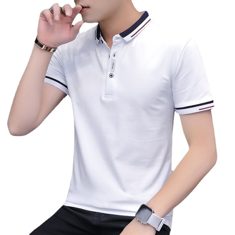 Camiseta de verano para hombre 2023 nueva camisa de polo casual de manga corta de algodón de solapa delgada Superior de Negocios para hombre