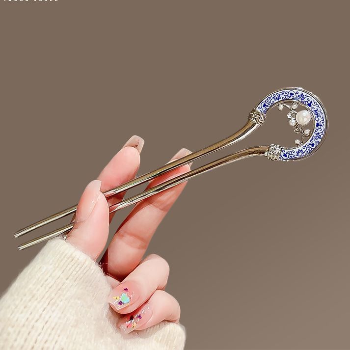 blue and white Chinese hairpin