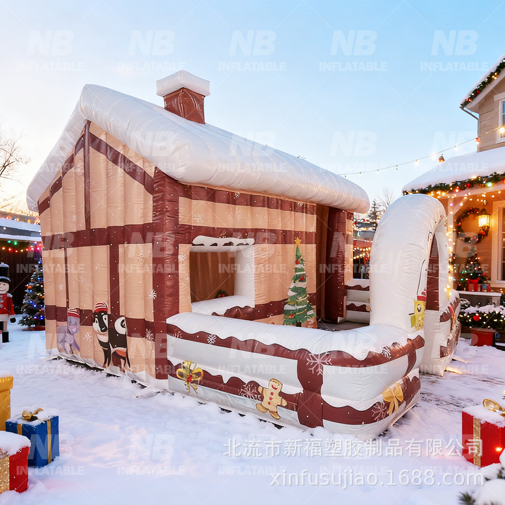 Gran casa de Navidad inflable con Lollipop decoración de patio exterior atmósfera de fiesta de Navidad exposición de eventos