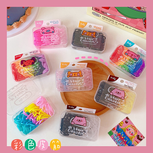 Japanese cute jelly color candy color hair rubber band boxed rubber band baby headband disposable rubber band