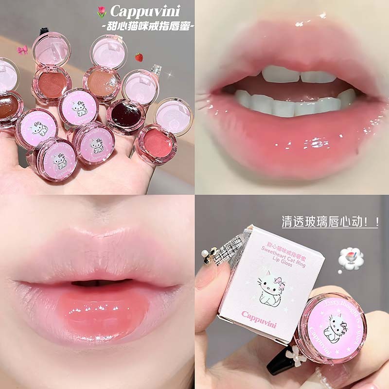 CAPPUVINI 恋人猫リングリップグロス若々しい偽無地ウォーターリップグロス国産手頃な価格の口紅メイクアップ|undefined