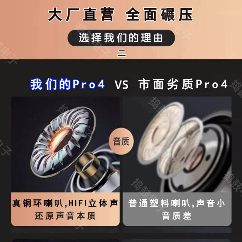 Качественные удлинённые наушники Pro, Pro4, Bluetooth
