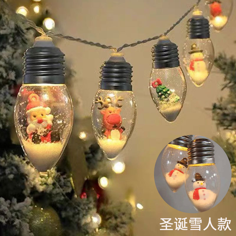 跨境圣诞节led灯串室内圣诞树球泡灯圣诞老人氛围装饰许愿瓶灯串|undefined