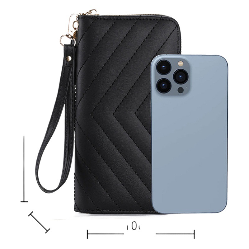 Billetera larga de estilo rombo, modelo 2024 para comercio transfronterizo, gran capacidad, bolso de mano con cremallera, para teléfono.