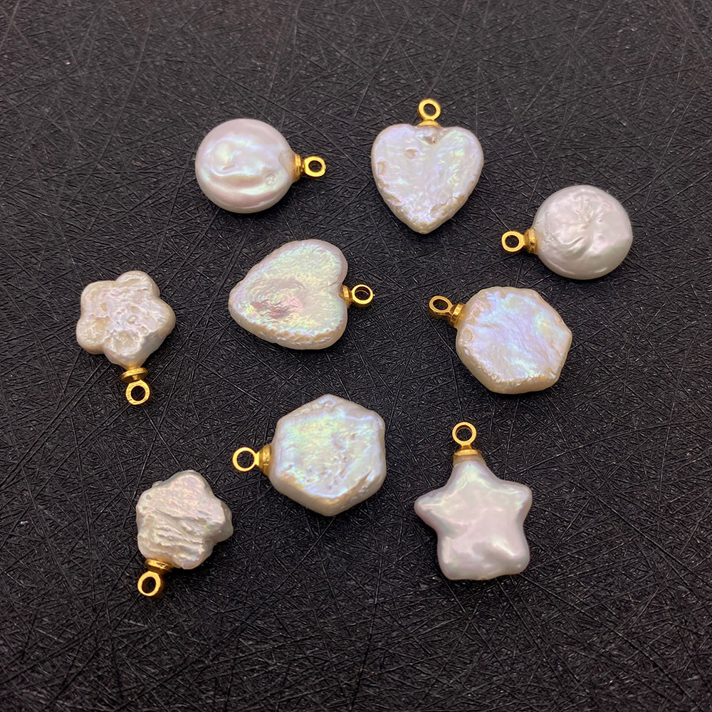 11x15mm, 13x16mm Jewelry Making Size DIY Jewelry Accessories Classification 1 Piece 11x15mm 13x16mm Freshwater Pearl Hexagon Round Heart Shape Pendant