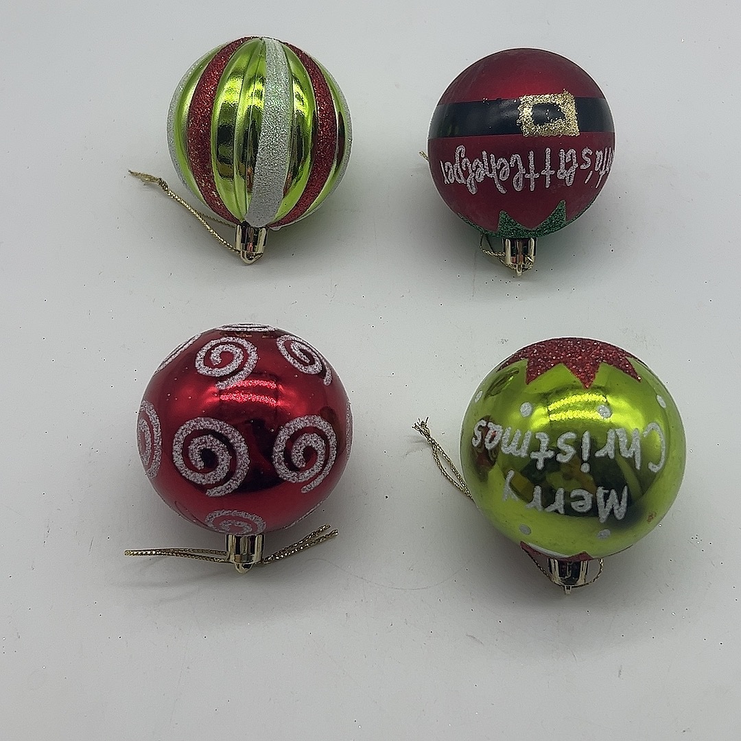 Inventario 6cm 9pcs Navidad pintada de plástico galvanizado bolas de Navidad Grinch árbol de Navidad bolas decorativas